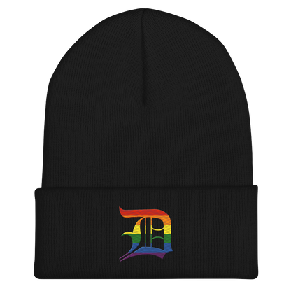 Detroit 'Old English D' Cuffed Beanie (Rainbow Pride Edition)