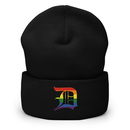 Detroit 'Old English D' Cuffed Beanie (Rainbow Pride Edition)