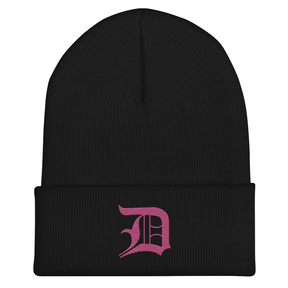 Detroit 'Old English D' Cuffed Beanie (Apple Blossom Pink)