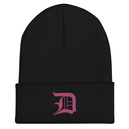 Detroit 'Old English D' Cuffed Beanie (Apple Blossom Pink)