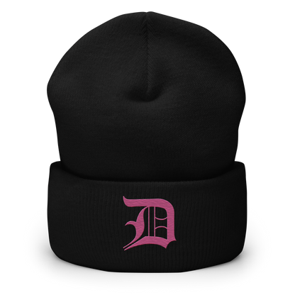 Detroit 'Old English D' Cuffed Beanie (Apple Blossom Pink)