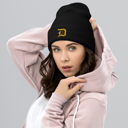 Detroit 'Old English D' Cuffed Beanie (Gold)