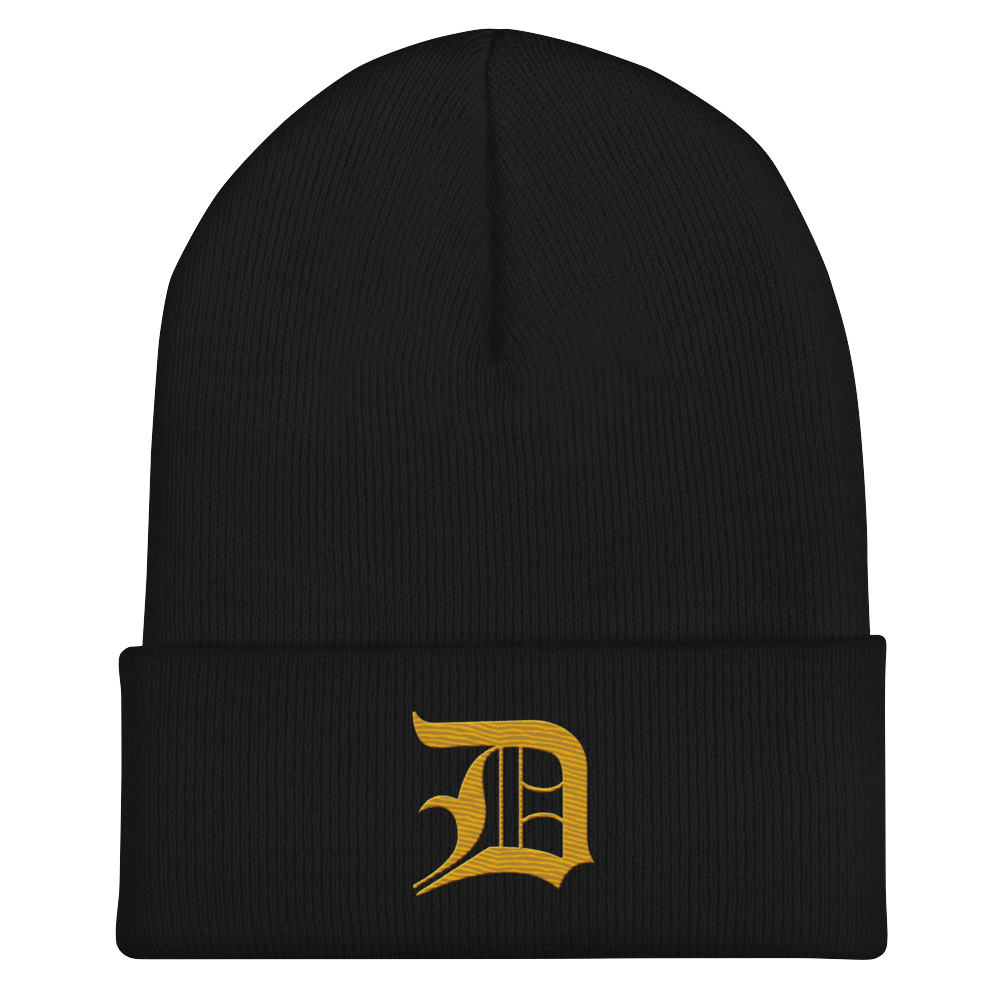 Detroit 'Old English D' Cuffed Beanie (Gold)