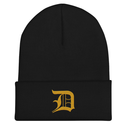 Detroit 'Old English D' Cuffed Beanie (Gold)