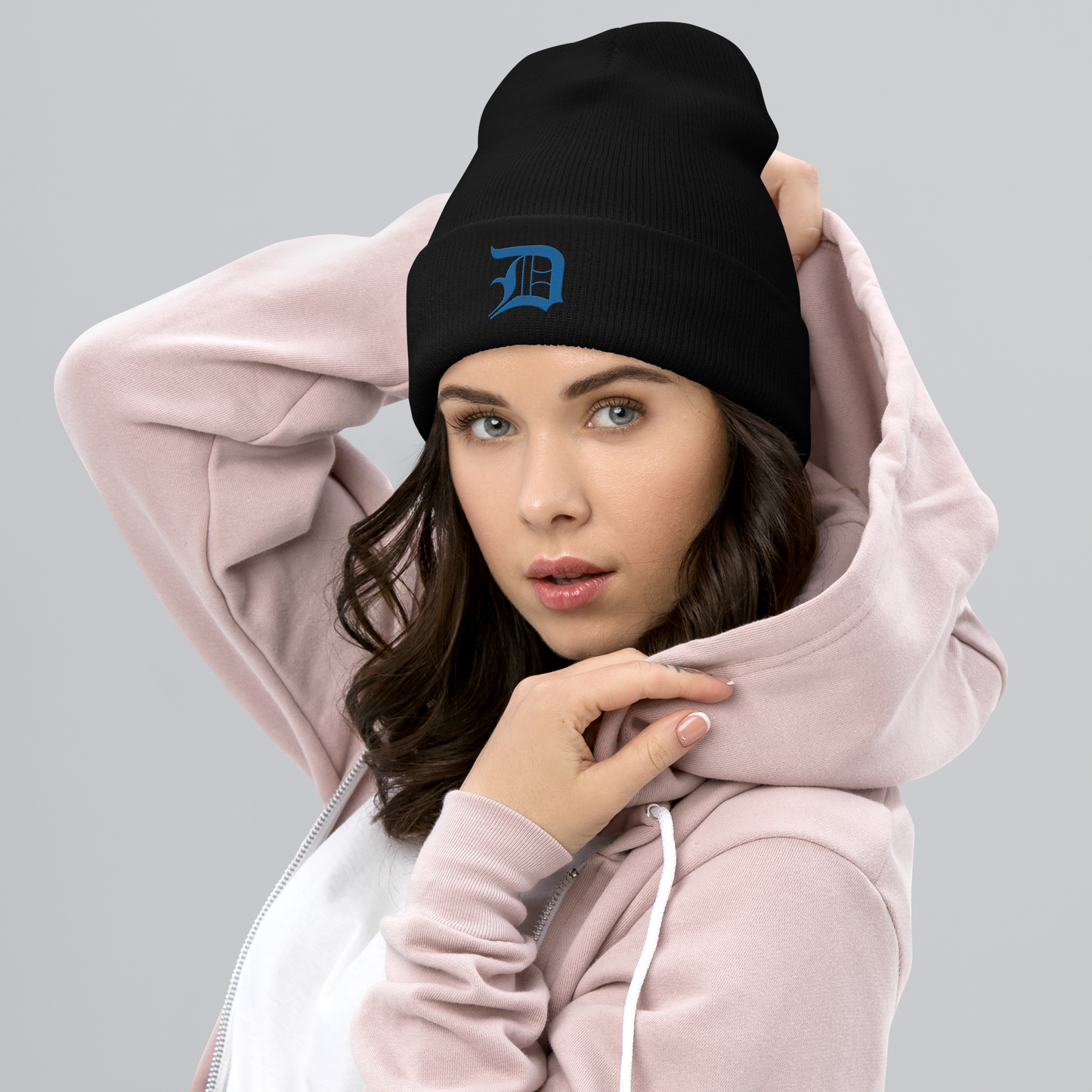 Detroit 'Old English D' Cuffed Beanie (Azure)