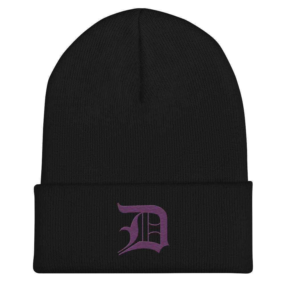 Detroit 'Old English D' Cuffed Beanie (Plum)