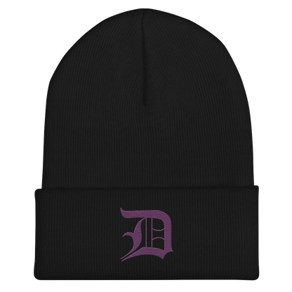 Detroit 'Old English D' Cuffed Beanie (Plum)