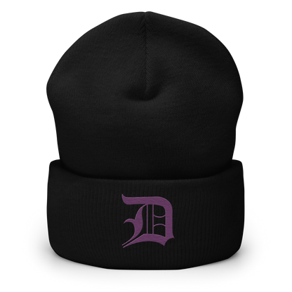 Detroit 'Old English D' Cuffed Beanie (Plum)