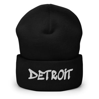 'Detroit' Cuffed Beanie (Tag Font)