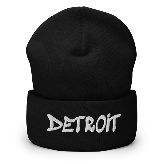 'Detroit' Cuffed Beanie (Tag Font)