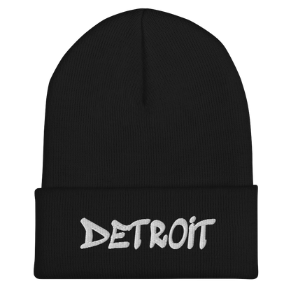 'Detroit' Cuffed Beanie (Tag Font)