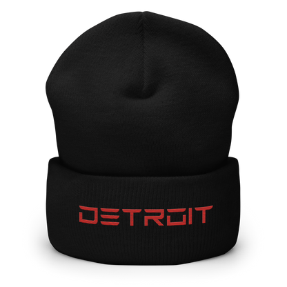 'Detroit' Cuffed Beanie (Electric Font) | Red