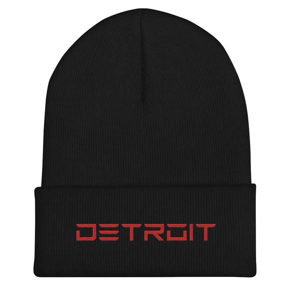 'Detroit' Cuffed Beanie (Electric Font) | Red