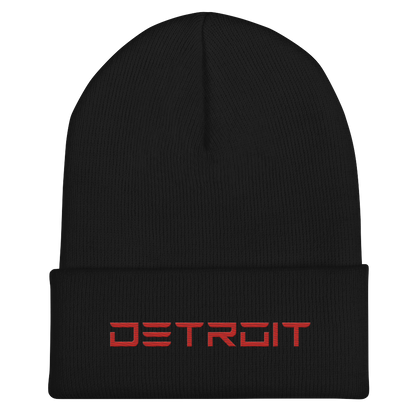 'Detroit' Cuffed Beanie (Electric Font) | Red