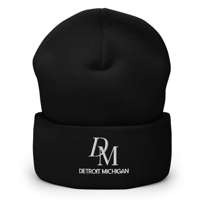 'DM Detroit Michigan' Cuffed Beanie (Luxury Goods Parody)