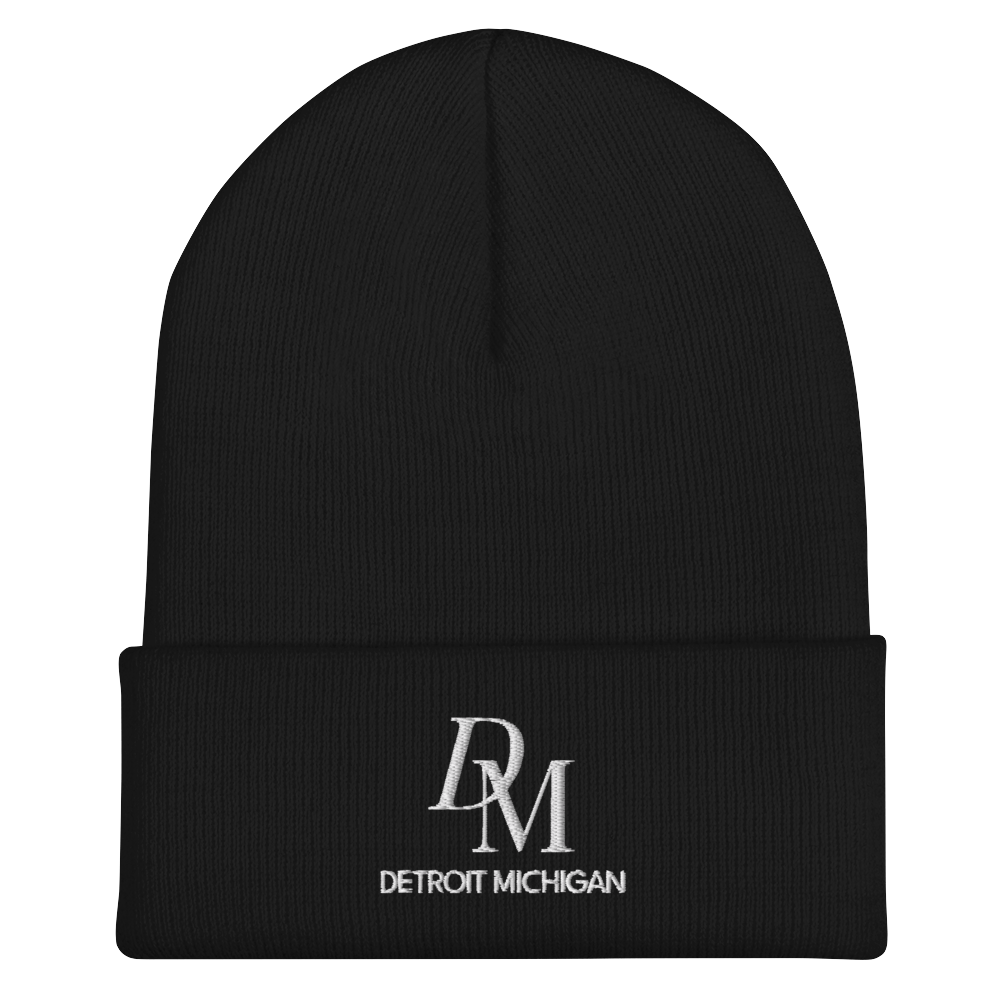 'DM Detroit Michigan' Cuffed Beanie (Luxury Goods Parody)