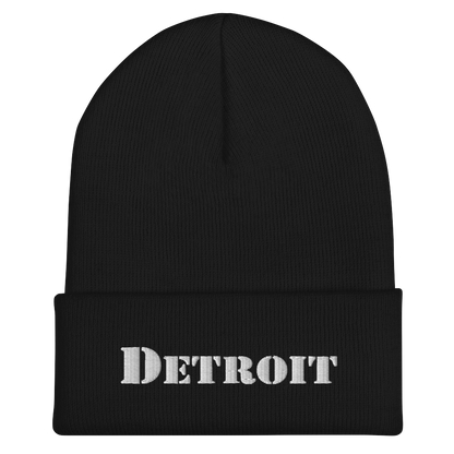 'Detroit' Cuffed Beanie (Army Font)