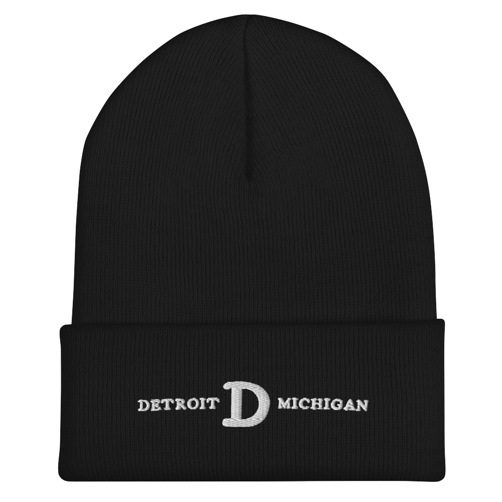 'Detroit Michigan' Cuffed Beanie (w/ Old French 'D')