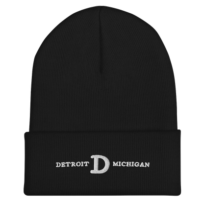 'Detroit Michigan' Cuffed Beanie (w/ Old French 'D')