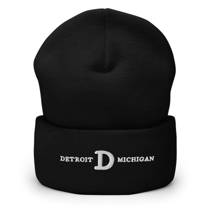 'Detroit Michigan' Cuffed Beanie (w/ Old French 'D')