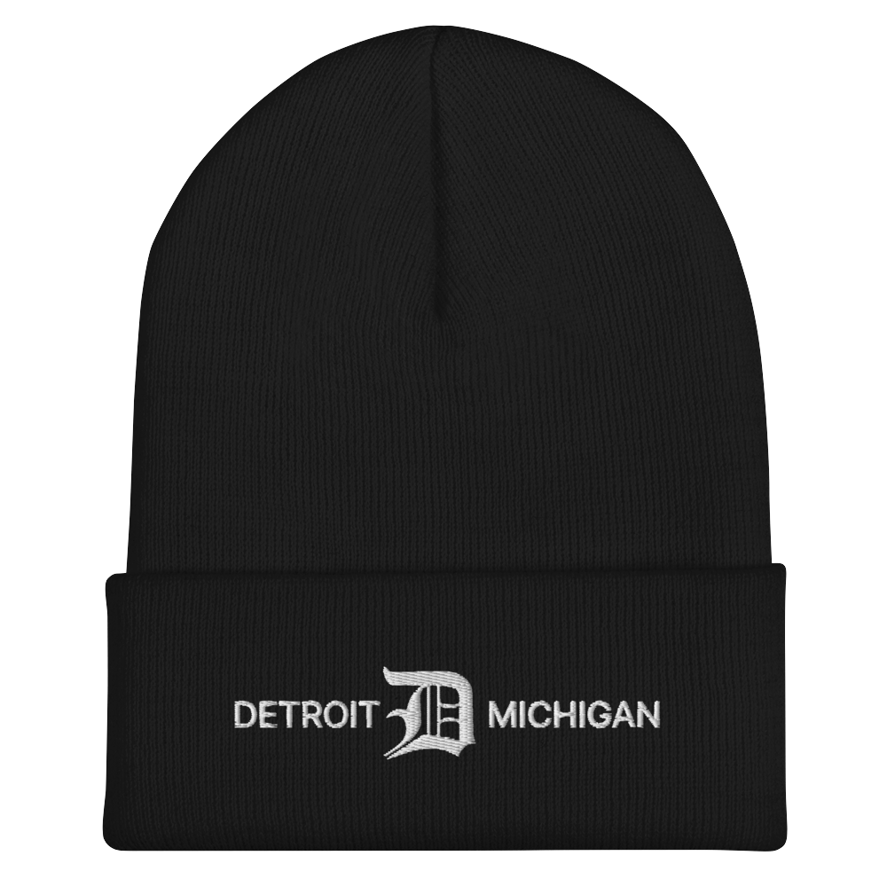 'Detroit Michigan' Cuffed Beanie (w/ Old English 'D')