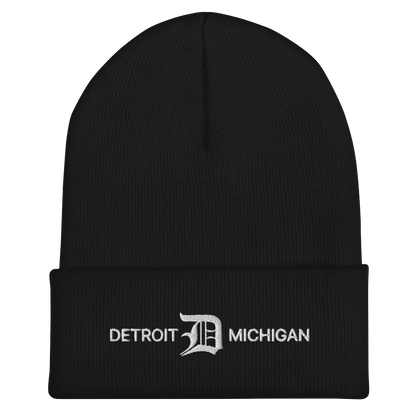 'Detroit Michigan' Cuffed Beanie (w/ Old English 'D')