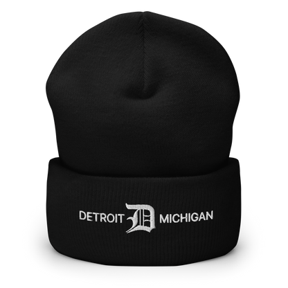 'Detroit Michigan' Cuffed Beanie (w/ Old English 'D')