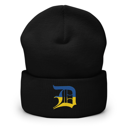 Detroit 'Old English D' Cuffed Beanie (Ukraine Edition)