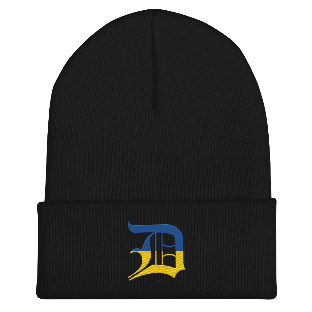 Detroit 'Old English D' Cuffed Beanie (Ukraine Edition)