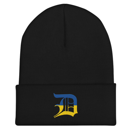 Detroit 'Old English D' Cuffed Beanie (Ukraine Edition)