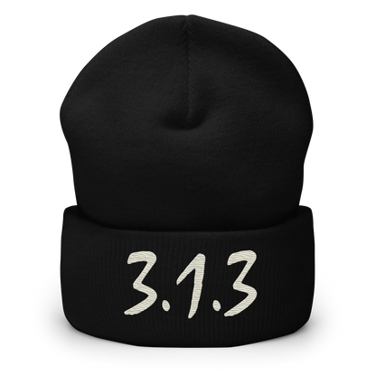 Detroit '313' Cuffed Beanie (Compton Font) | Ivory White