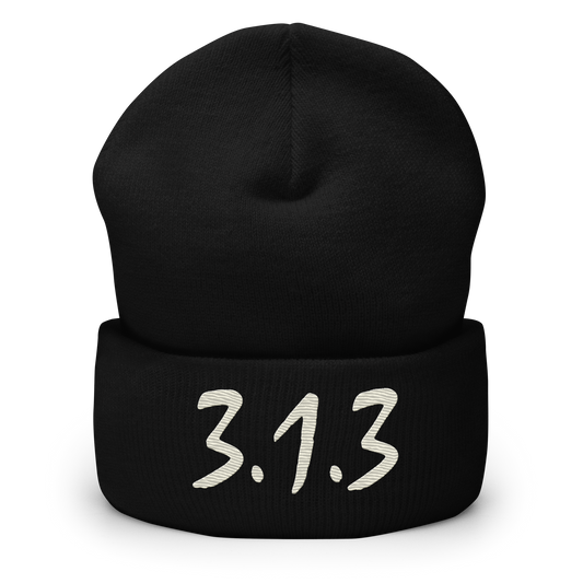 Detroit '313' Cuffed Beanie (Compton Font) | Ivory White