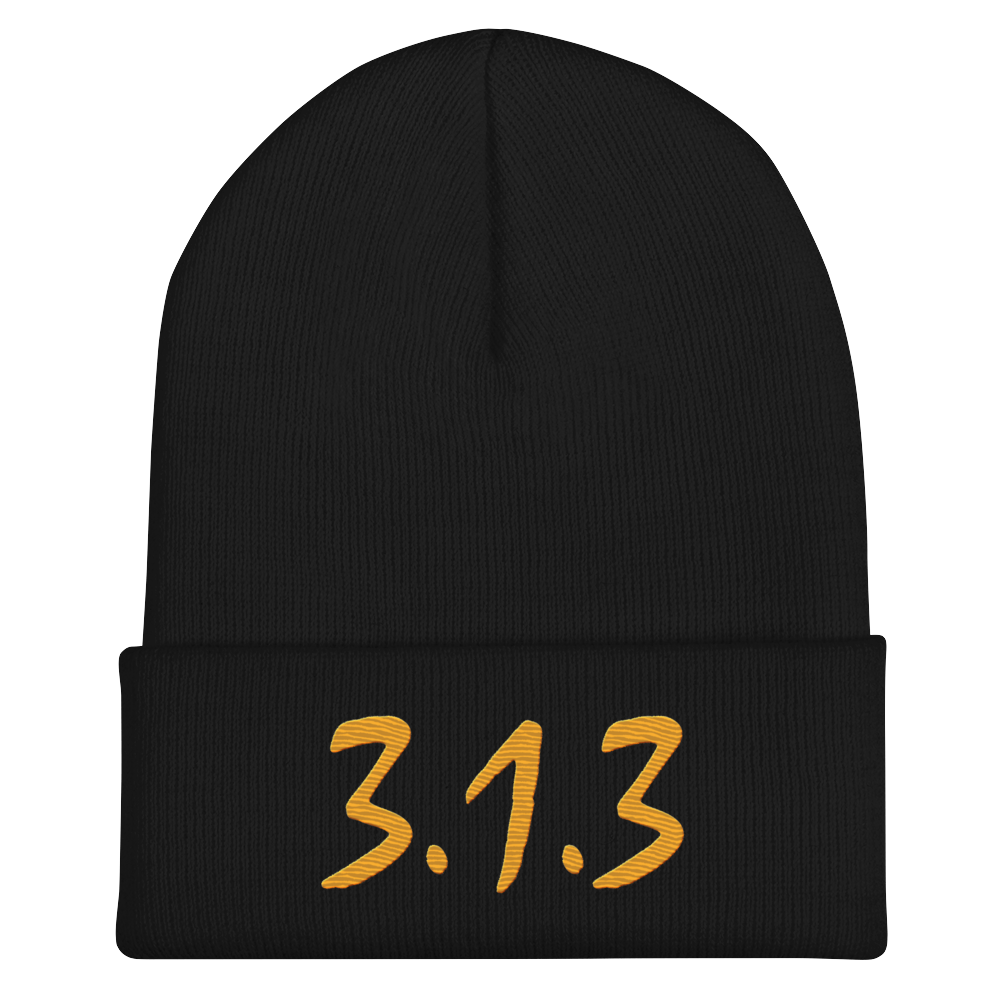 Detroit '313' Cuffed Beanie (Compton Font) | Gold