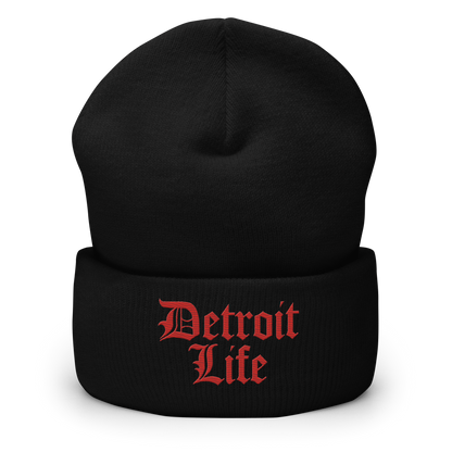 'Detroit Life' Cuffed Beanie | Aliform Red