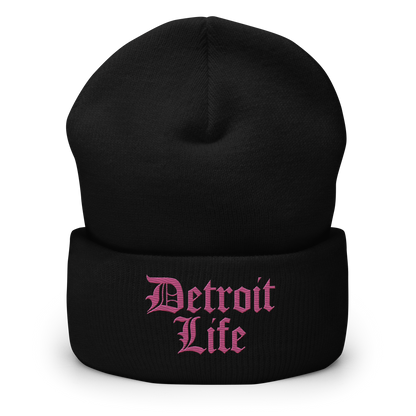 'Detroit Life' Cuffed Beanie | Apple Blossom Pink