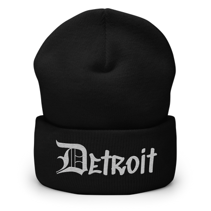 'Detroit' Cuffed Beanie (OED Tag Font) | Platinum