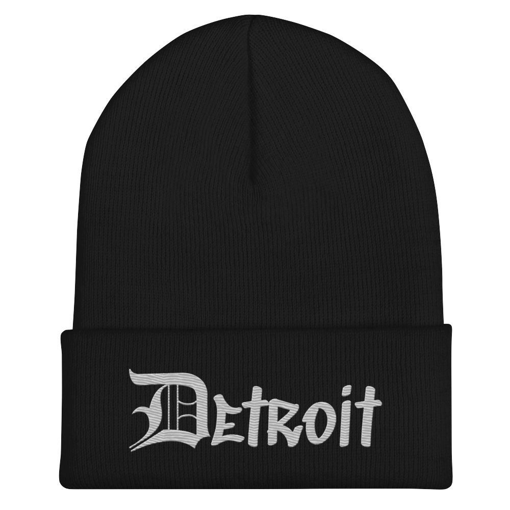 'Detroit' Cuffed Beanie (OED Tag Font) | Platinum