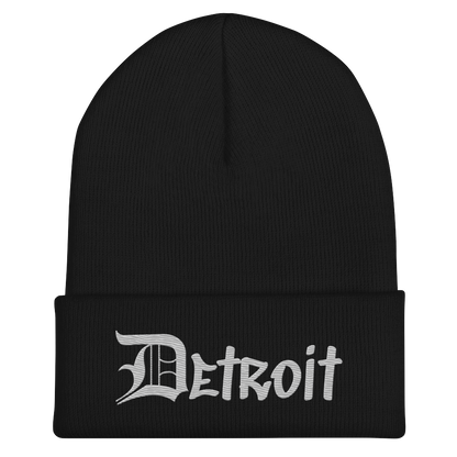 'Detroit' Cuffed Beanie (OED Tag Font) | Platinum