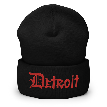 'Detroit' Cuffed Beanie (OED Tag Font) | Aliform Red