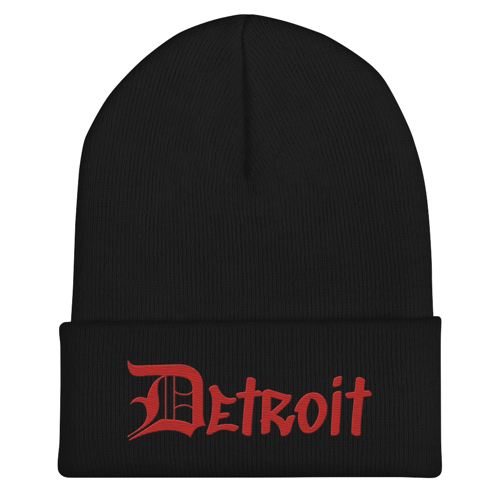 'Detroit' Cuffed Beanie (OED Tag Font) | Aliform Red