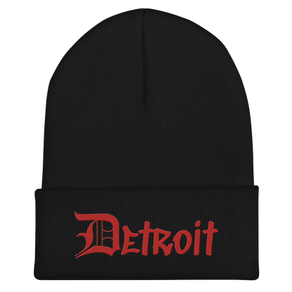 'Detroit' Cuffed Beanie (OED Tag Font) | Aliform Red