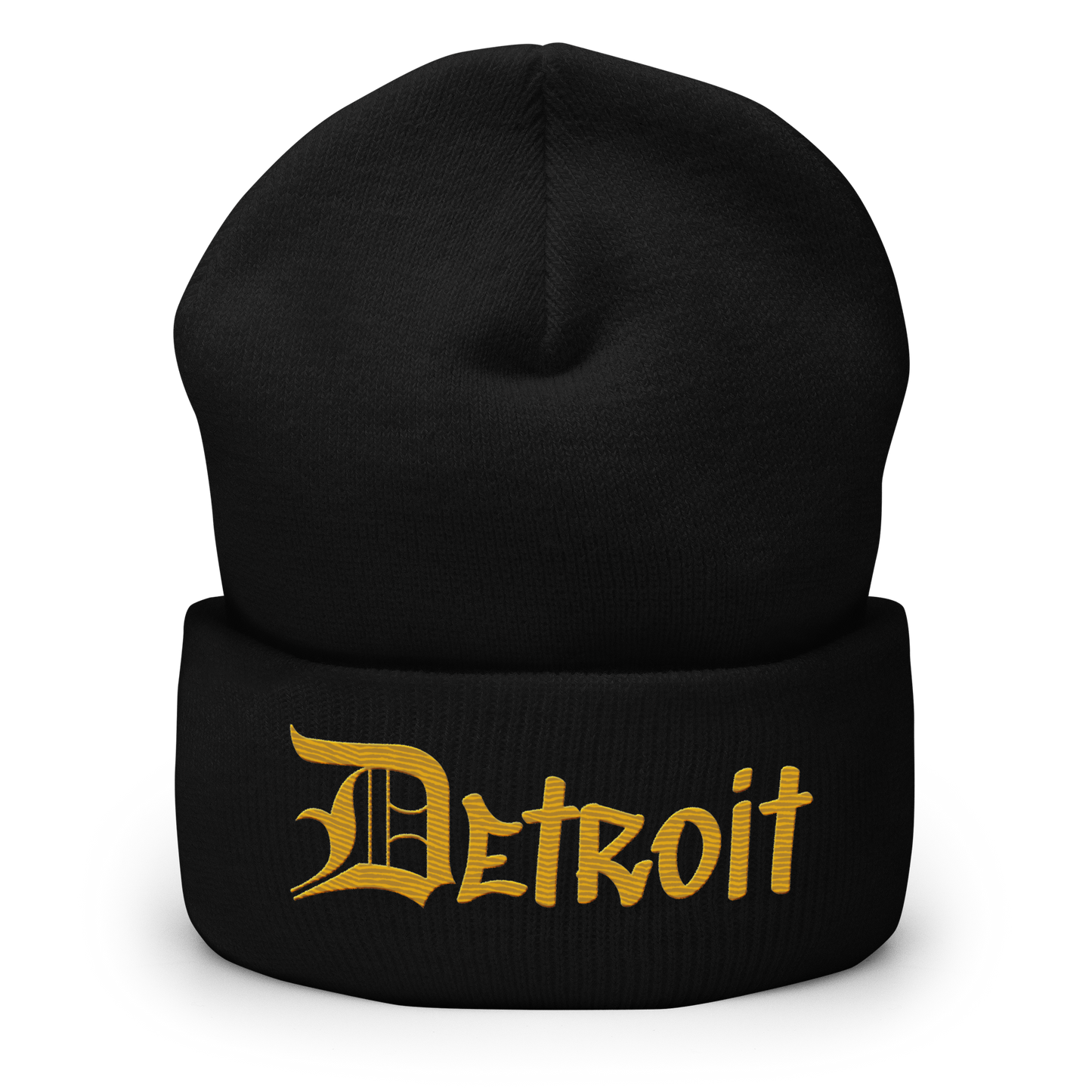 'Detroit' Cuffed Beanie (OED Tag Font) | Gold