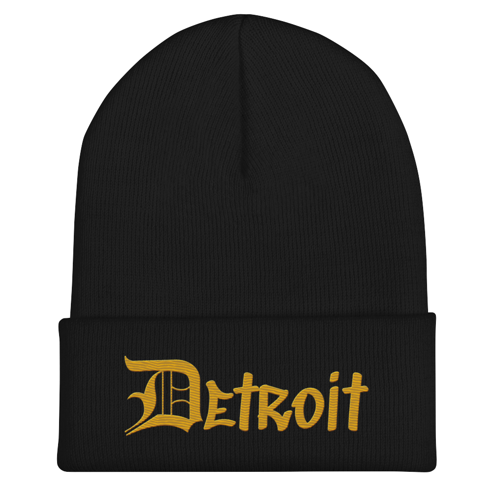 'Detroit' Cuffed Beanie (OED Tag Font) | Gold