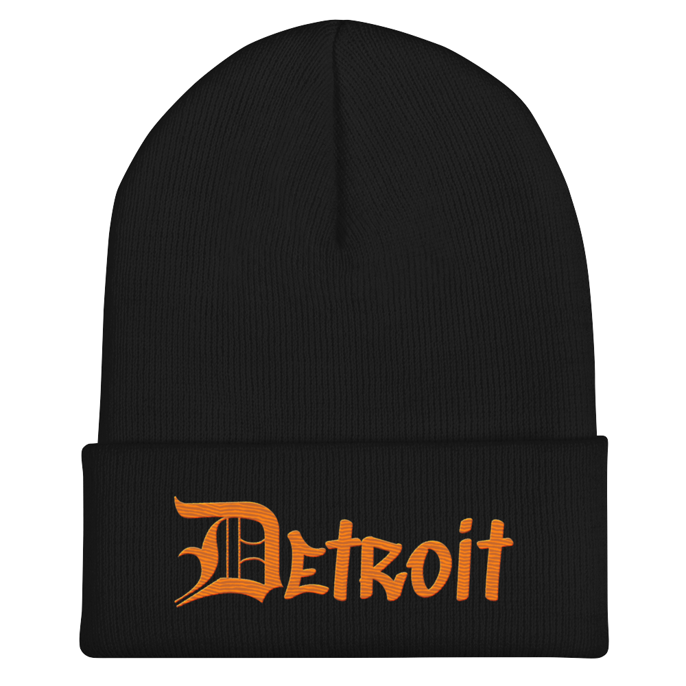 'Detroit' Cuffed Beanie (OED Tag Font) | Orange