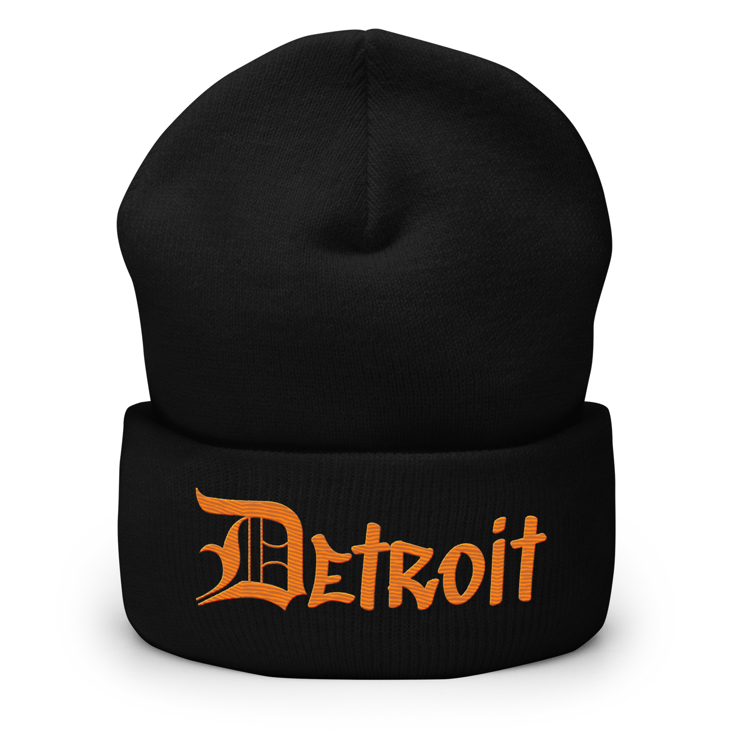 'Detroit' Cuffed Beanie (OED Tag Font) | Orange