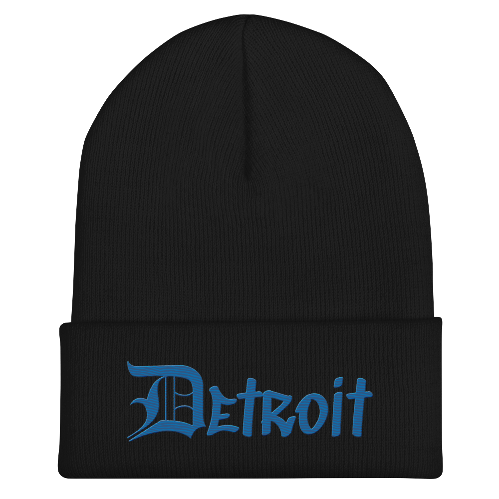 'Detroit' Cuffed Beanie (OED Tag Font) | Azure