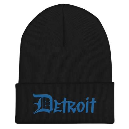 'Detroit' Cuffed Beanie (OED Tag Font) | Azure