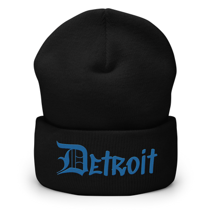 'Detroit' Cuffed Beanie (OED Tag Font) | Azure