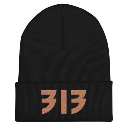 Detroit '313' Cuffed Beanie (Glam Font) | Copper