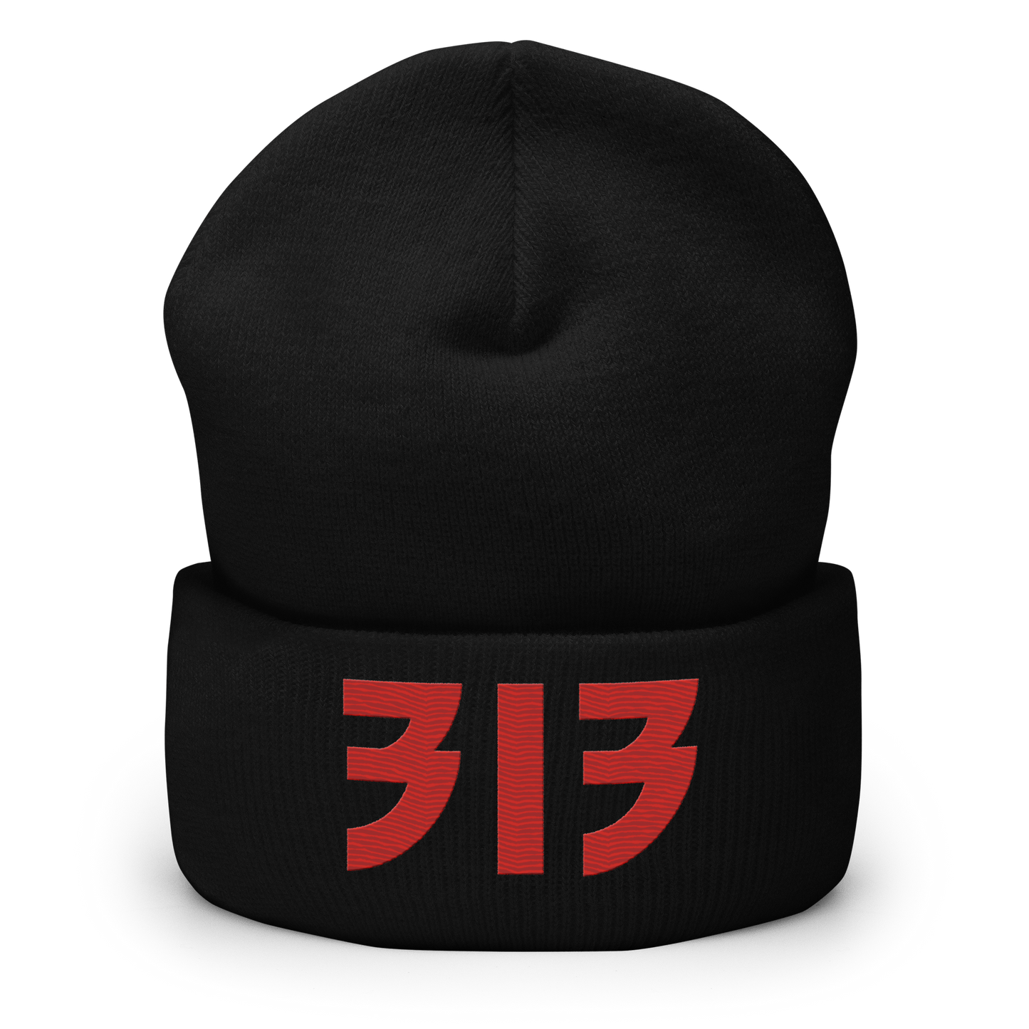 Detroit '313' Cuffed Beanie (Glam Font) | Red